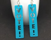 VOTE! Lasercut Acrylic Earrings - Turquoise/Teal