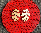 Lasercut Leaf Stud Earrings in Gold Acrylic