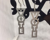 VOTE Lasercut Stainless Steel Earrings