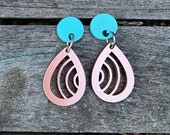 Lasercut Teardrop-and-Dot Dangle Earrings