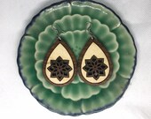 Geometric Teardrop - Lasercut Walnut and Maple Wood Earrings