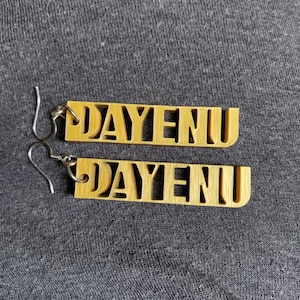 Dayenu Lasercut Metallic Acrylic Dangle Earrings