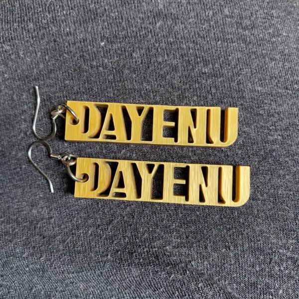 Dayenu Lasercut Metallic Acrylic Dangle Earrings