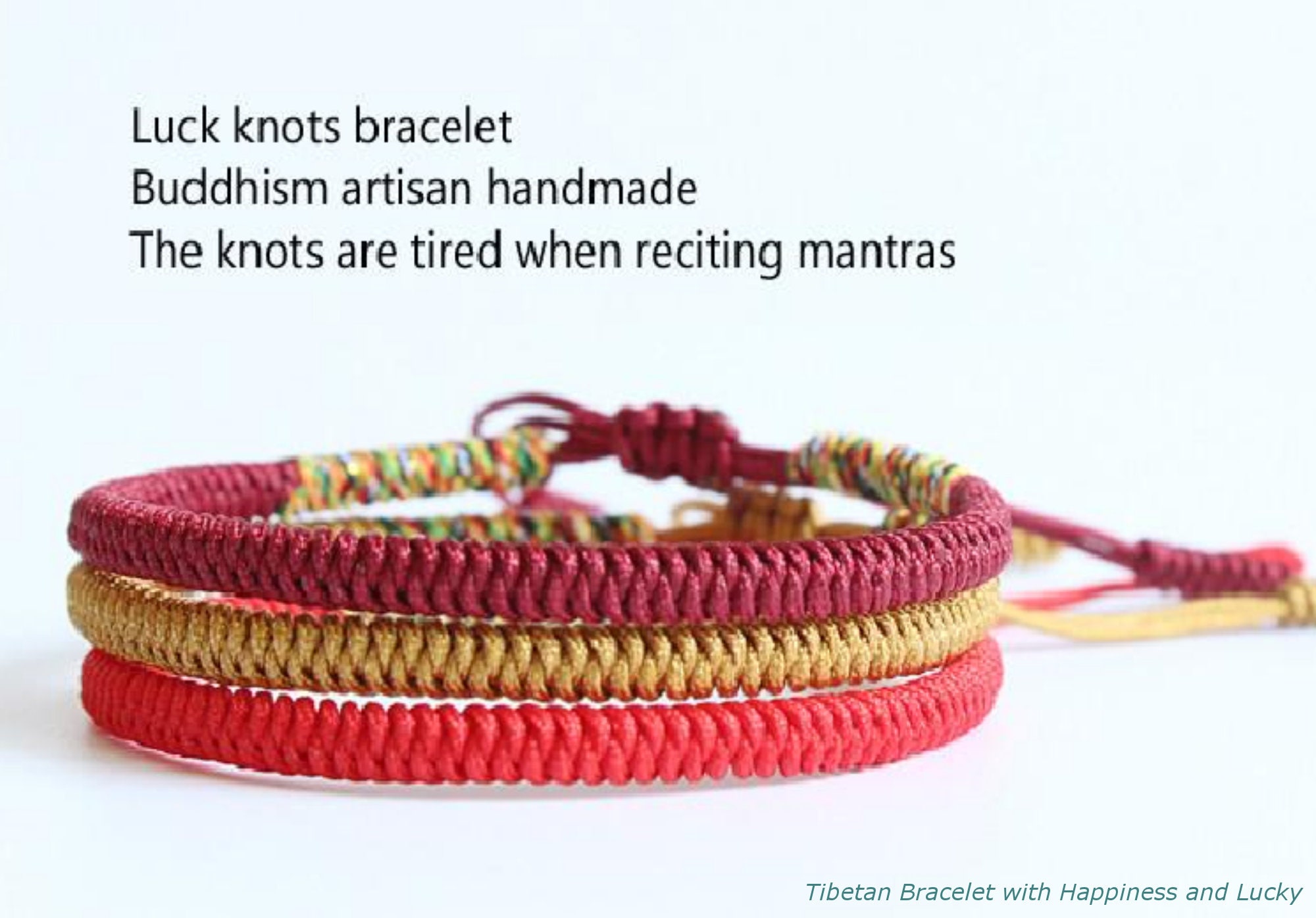 Lucky handmade buddhist knots rope bracelet sale