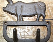 Cast Iron Antique Style PIG Coat Hooks Hat Hook Rack Towel HOG PIGGY