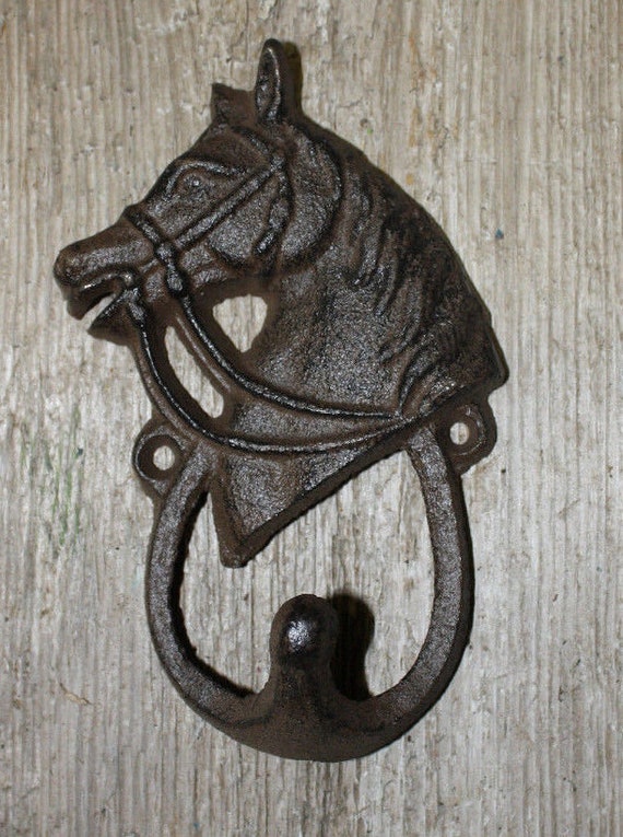 Rustic Brown Finish cast iron SET OF 2 WESTERN HORSE HEAD SHELF BRACKET BRACE
