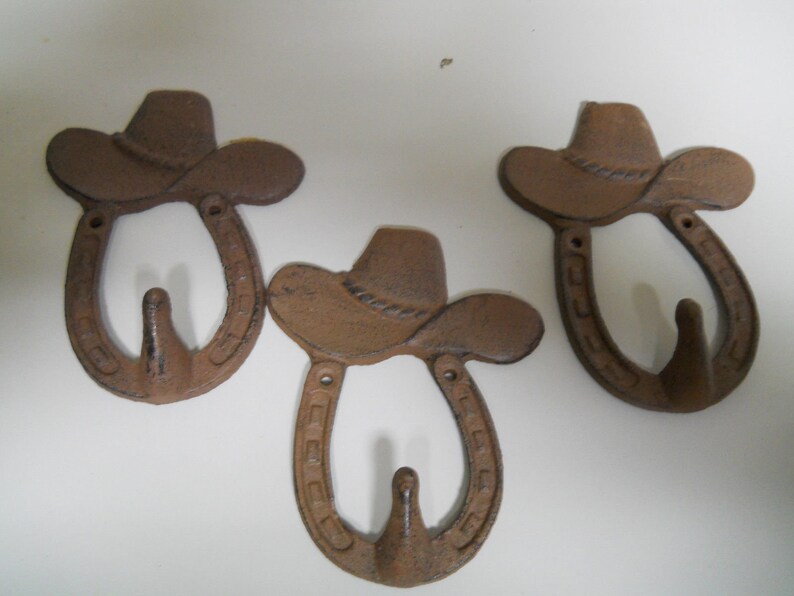 Cast Iron Rustic Ranch STAR 1 HOOK Coat Hooks Rack Towel HorseShoe