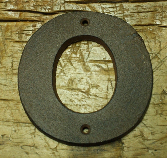 Cast Iron Industrial LETTER O Sign Rustic Brown 5/" tall Alphabet