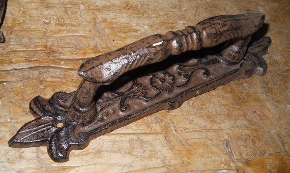 6 Large Cast Iron Antique Style FANCY Barn Handle Gate Pull Shed Door Handles #7