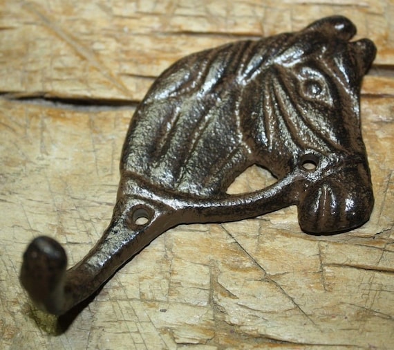 Cast Iron HORSE HEAD Coat Hooks Hat Hook Towel Rack Western Cowboy Decor