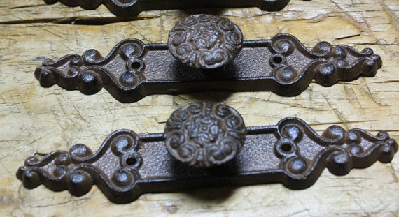 12 Cast Iron Antique Style Barn Handle Drawer Pull Shed Door Handles BACK PLATE