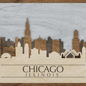 Chicago, Illinois Skyline - Rustic Wood Layered 3d Skyline