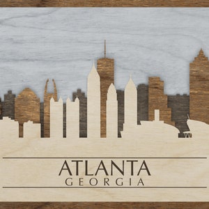 Atlanta, Georgia Skyline - Rustic Wood Layered 3d Skyline