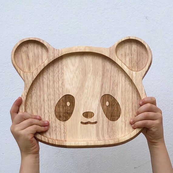 Natural Wooden Kids Plate Animal Plate Kids Tableware Wood - Etsy