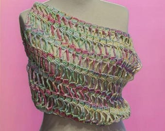 Beach top cover up. Hand crocheted top. Lightweight cotton yarn. Yoga gym top. Summer wear.