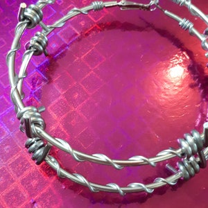 Large Barbed Wire Hoop Earrings / Silver Barbed Wire Circular Hoops