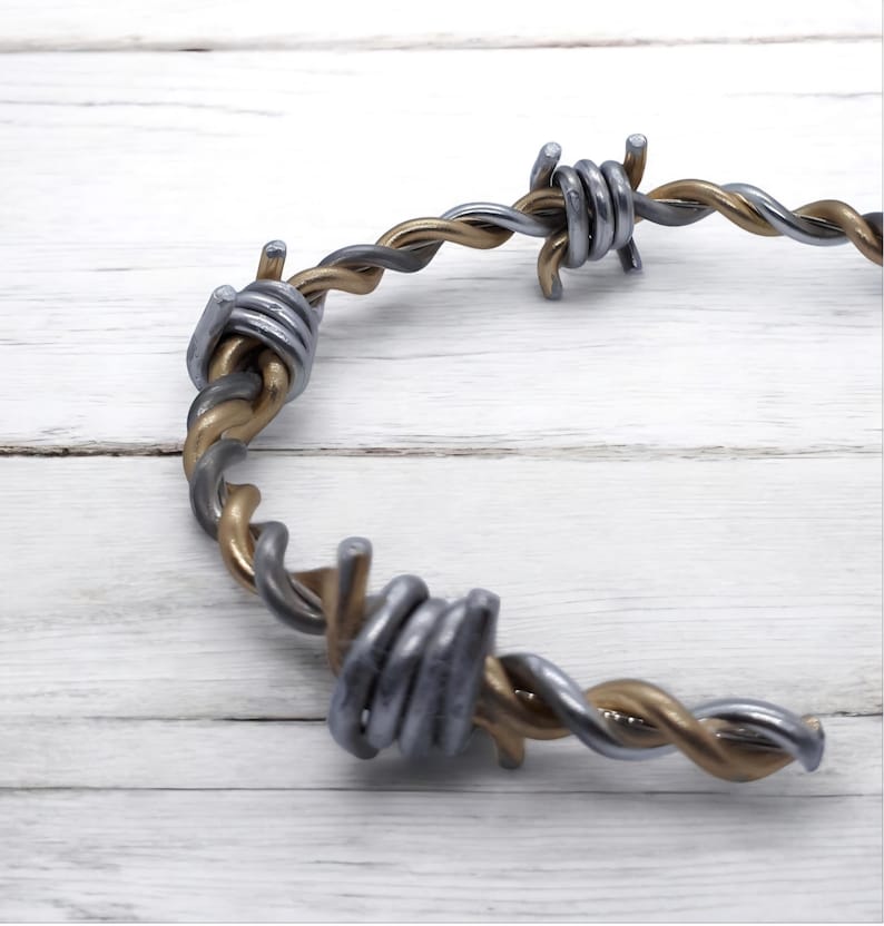 Handmade Gold and Silver Twisted Aluminium Barb Wire Effect Bracelet ...