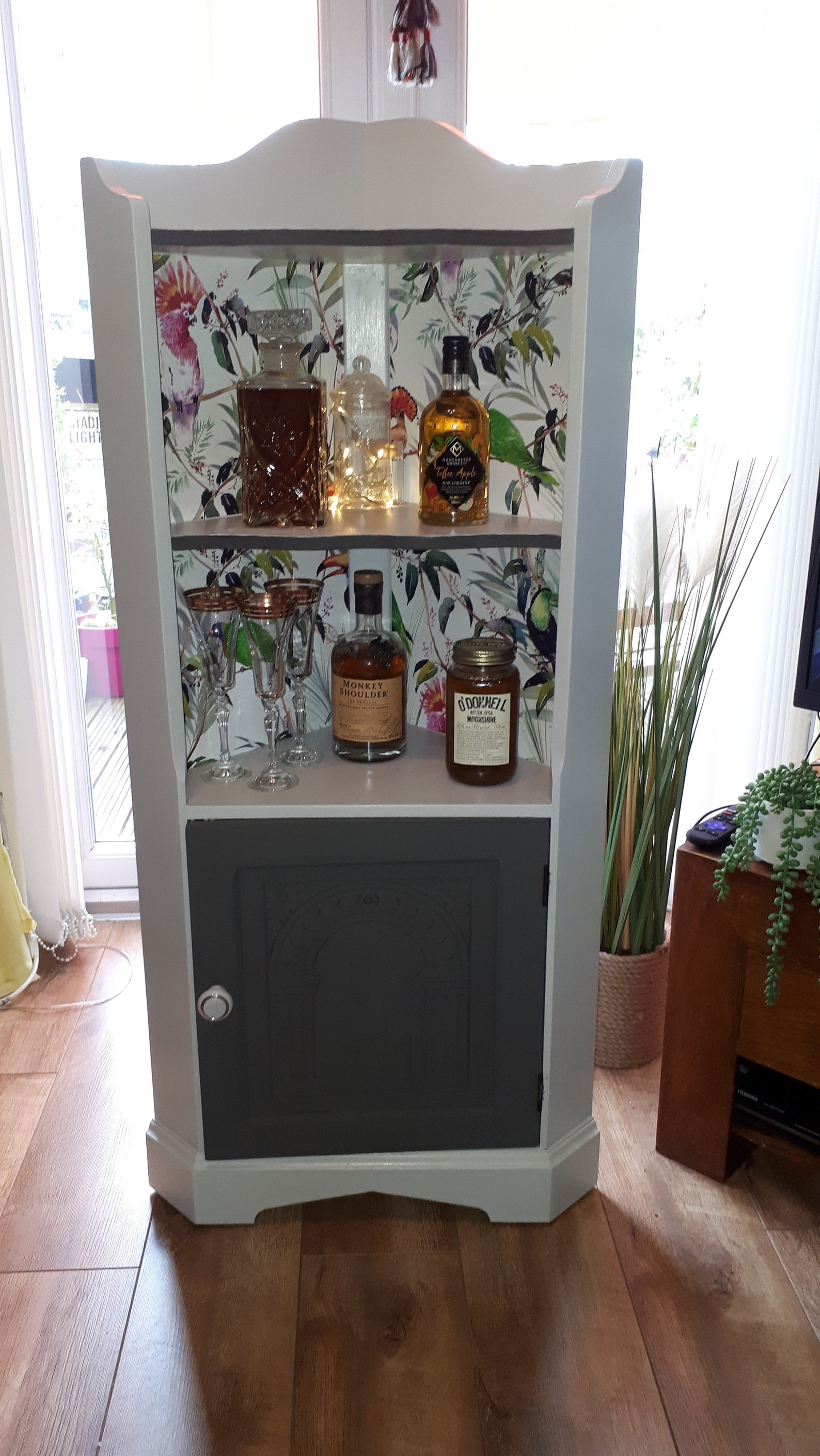 Upcycled small corner drinks in grey vibrant lining Etsy