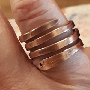 Hand hammered serpent copper ring