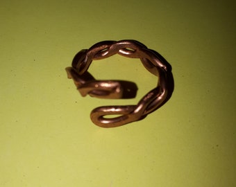 Handmade solid copper twisted chain style ring