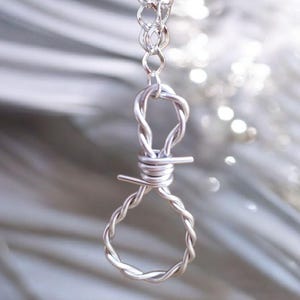 Barb wire noose pendant necklace