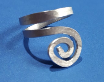 Handmade Silver Aluminium swirly statement ring