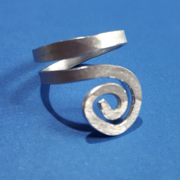 Handmade Silver Aluminium swirly statement ring