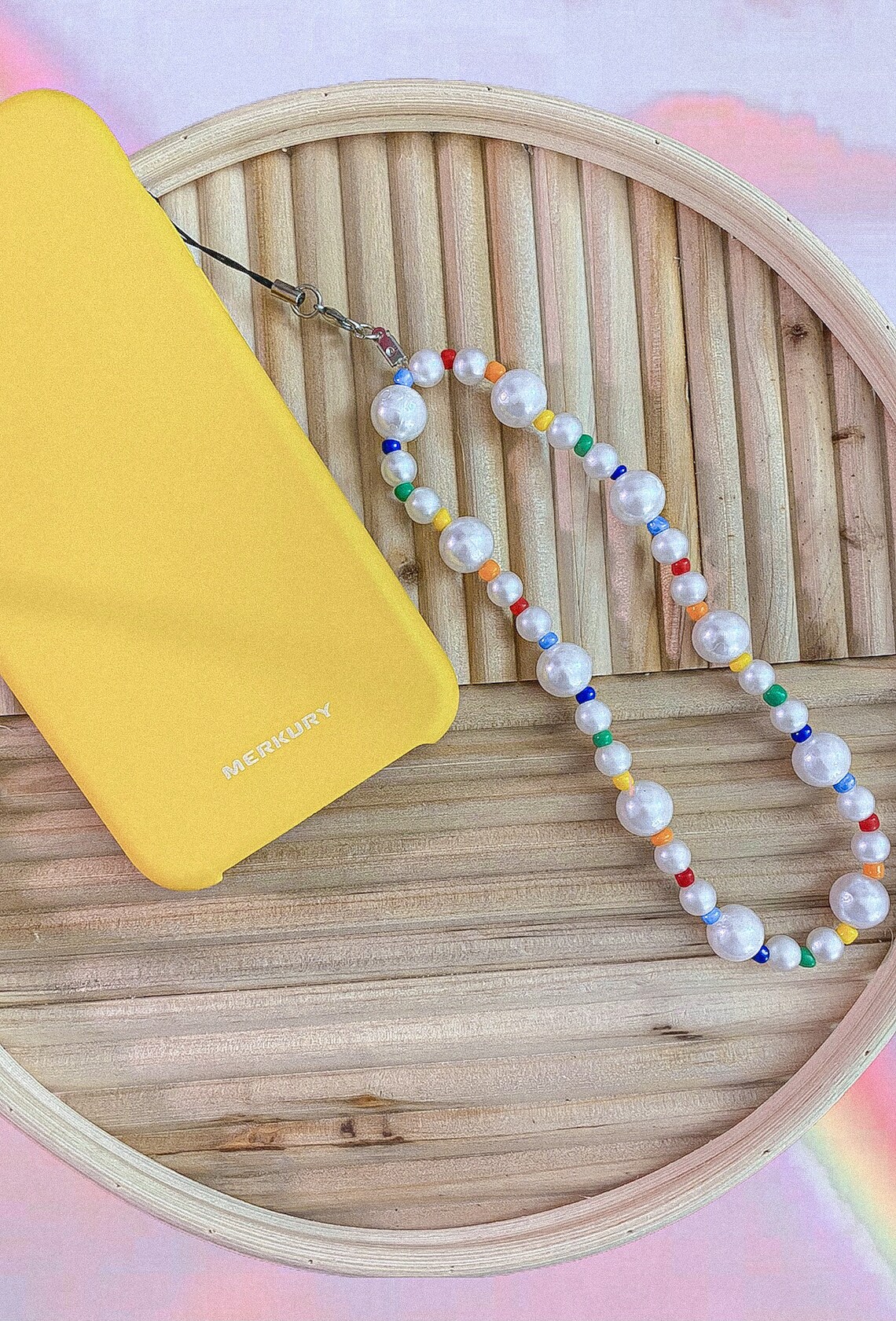 Beaded Pearl Phone Strap Charm Loop Rainbow Phone Charm Etsy