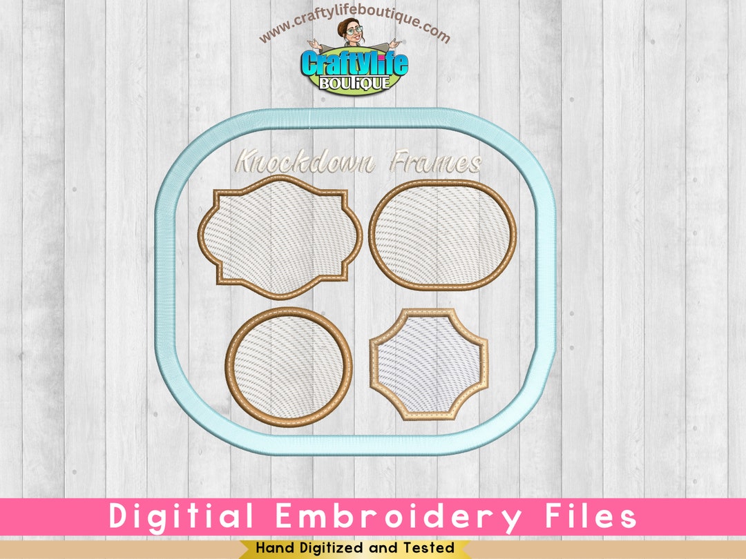 Knowkdown Frame Design Embossed Frame Embroidery Designs – Knockdown Frames, 3 Sizes (instant ...