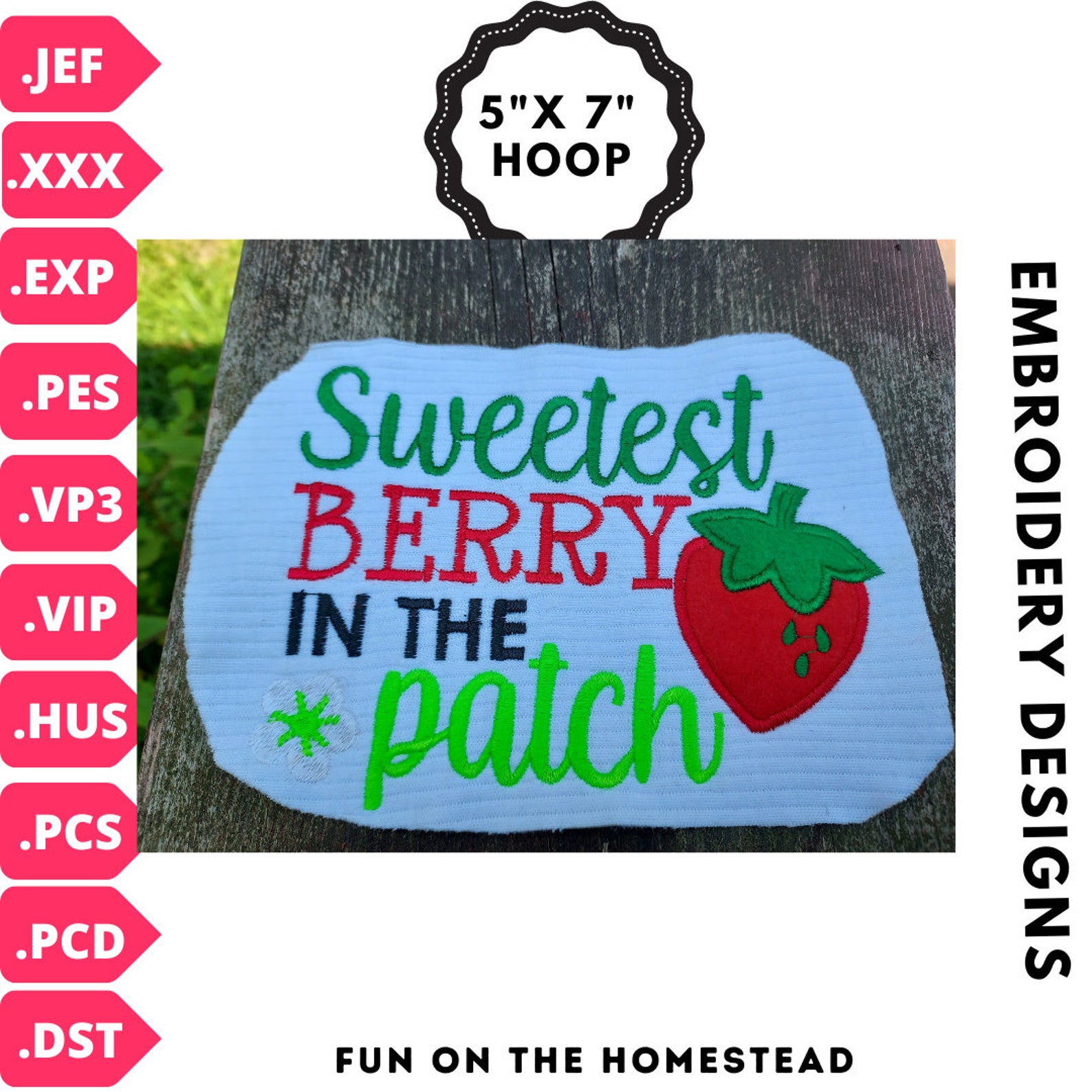 Sweetest Berry in the Patch Strawberry Embroidery Design. Instant ...