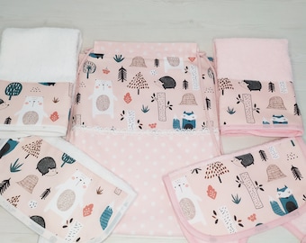 Customizable nursery set, coordinated pink for girls