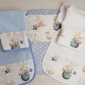Personalized nursery set, bag, bib, towel, Little Prince theme