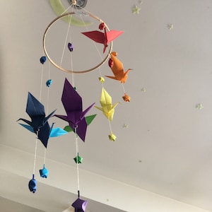 RAINBOW origami baby mobile interior decoration