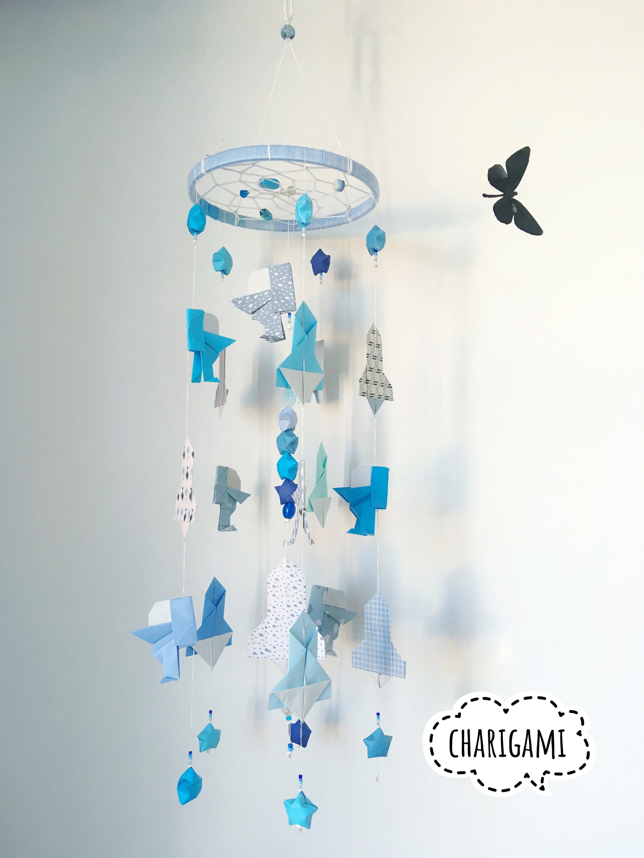 Mobile Bébé Origami Fusées Astronautes Pour Décoration Intérieur