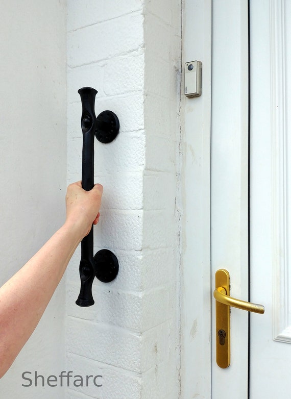 Rustic ornamental wrought iron grab handle rail bar Etsy