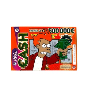 Disegno di Fry da Futurama su un gioco gratta e vinci
