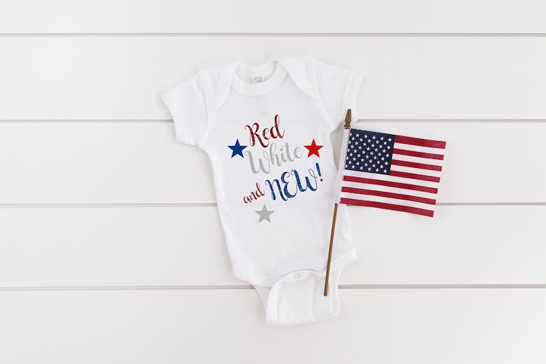 baby boy red white and new baby bodysuit baby girl Fourth of July bodysuit all american dude independence day