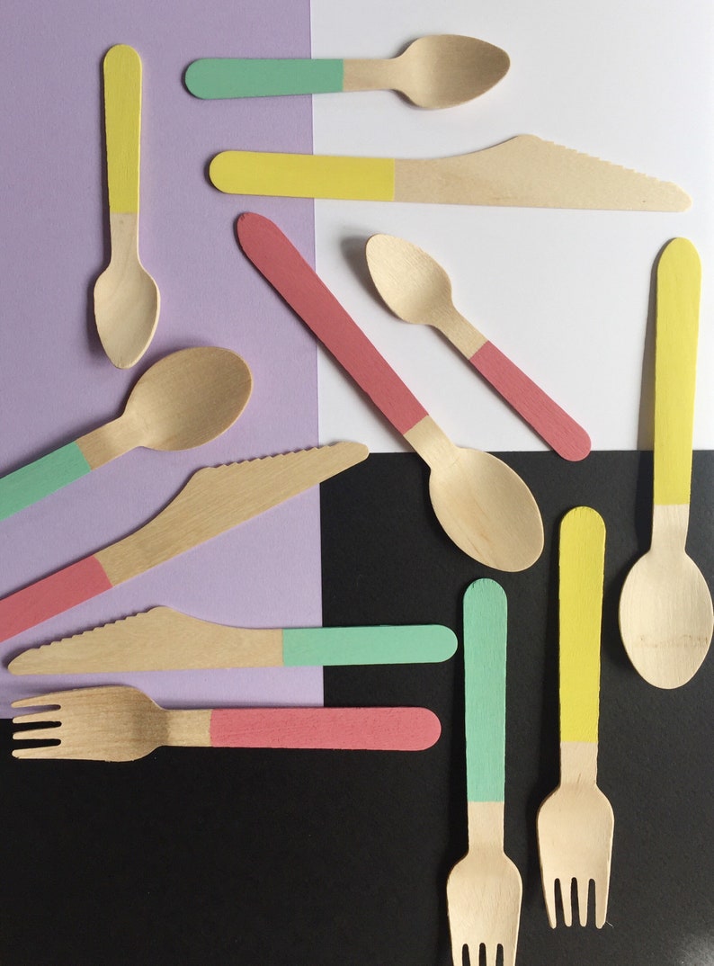 Disposable Wooden Cutlery Set EcoFriendly Eating Utensils Etsy
