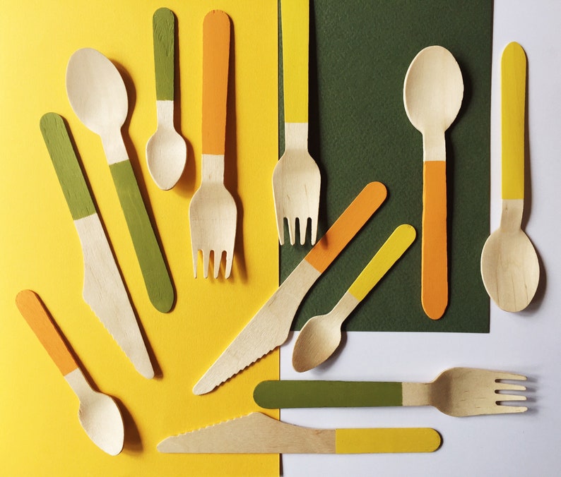 Disposable Wooden Cutlery Set EcoFriendly Eating Utensils Etsy