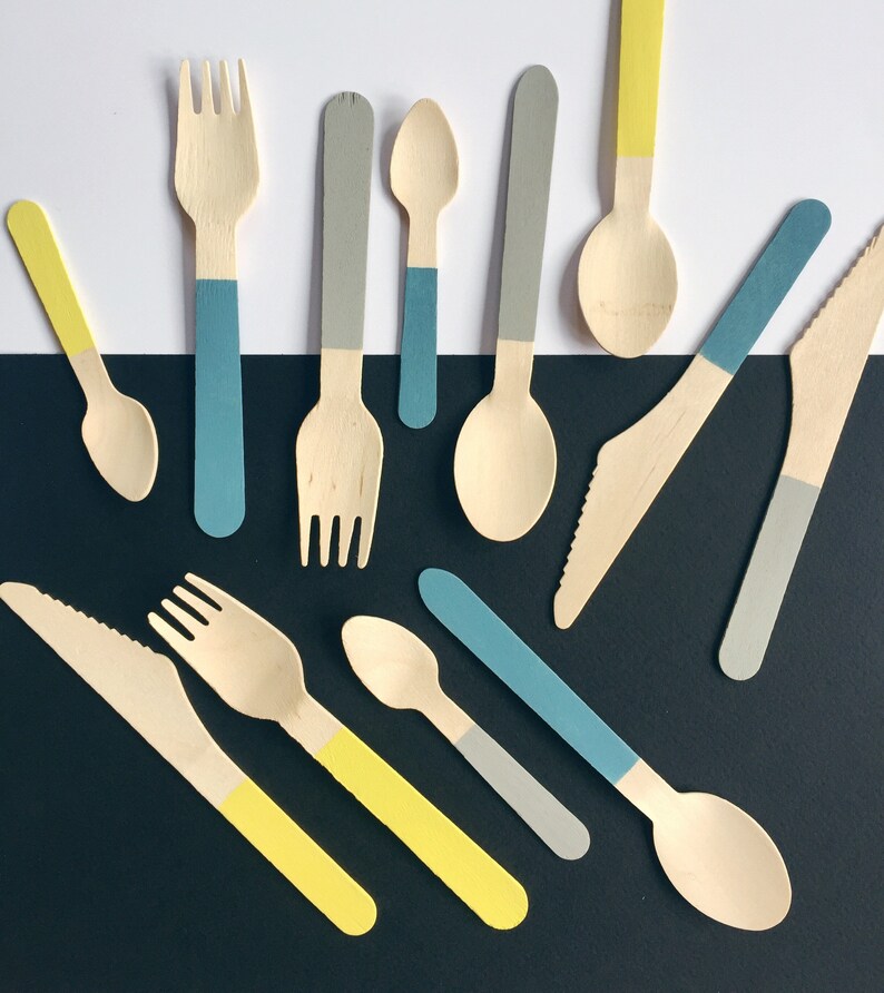 Disposable Wooden Cutlery 36 Ecofriendly Eating Utensils Etsy