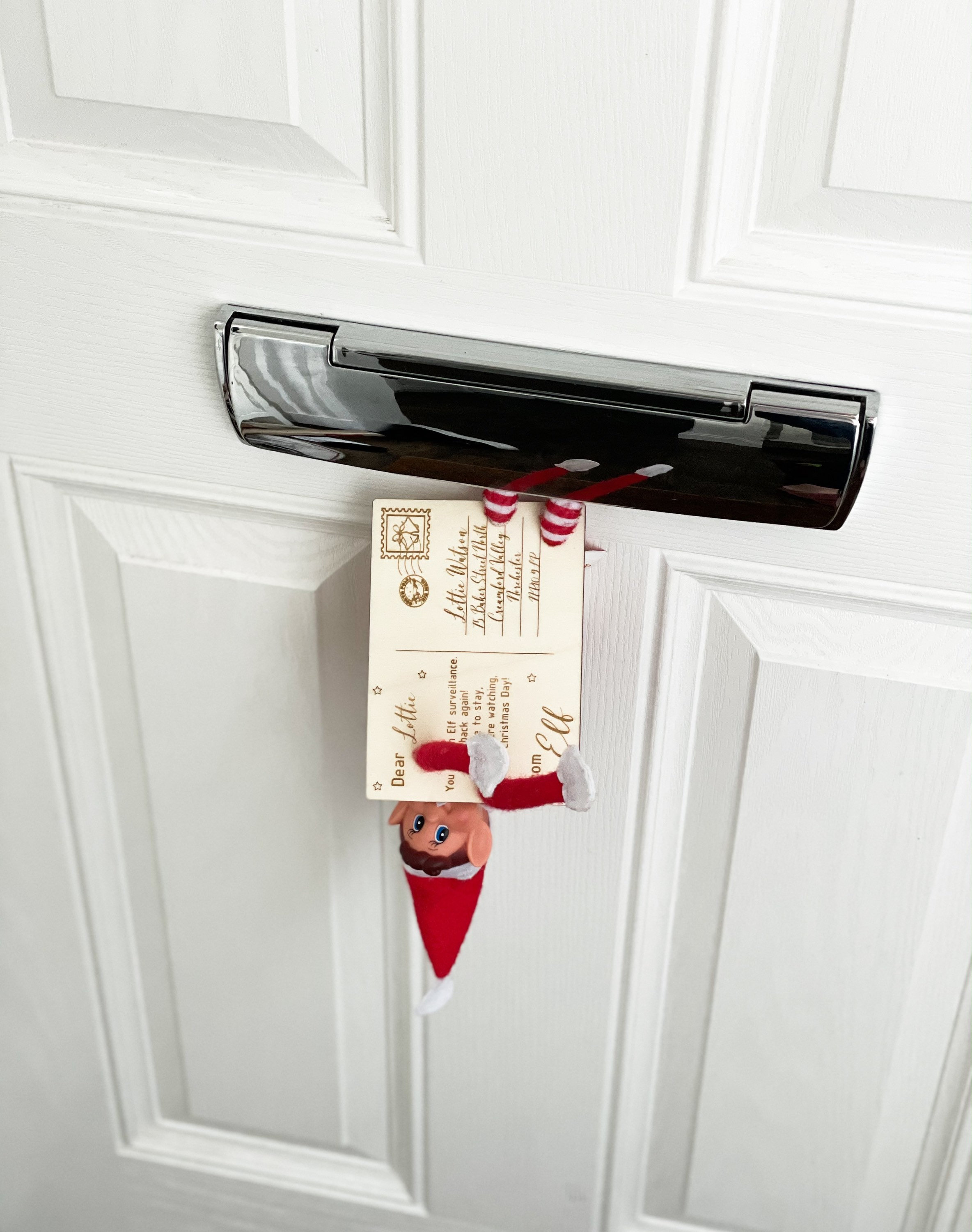 Elf on the shelf first day Personalised laser engraved wooden postcar…