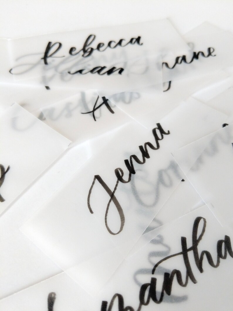 Vellum Place Cards Frosted Paper Place Cards Calligraphy Etsy