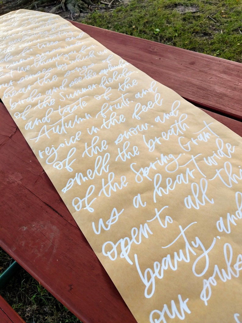 Kraft Paper Table Runner Table Runner Hand Lettered Table Etsy