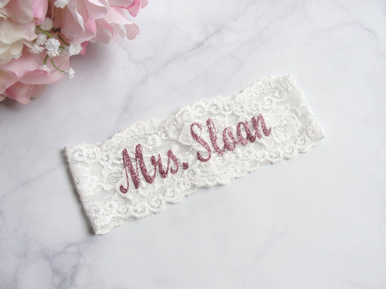 70+ Colors Prom Garter Wedding Garter Garter Bridesmaid Gifts Pink Mrs Custom Text Rose Gold Bridal Personalized Garter