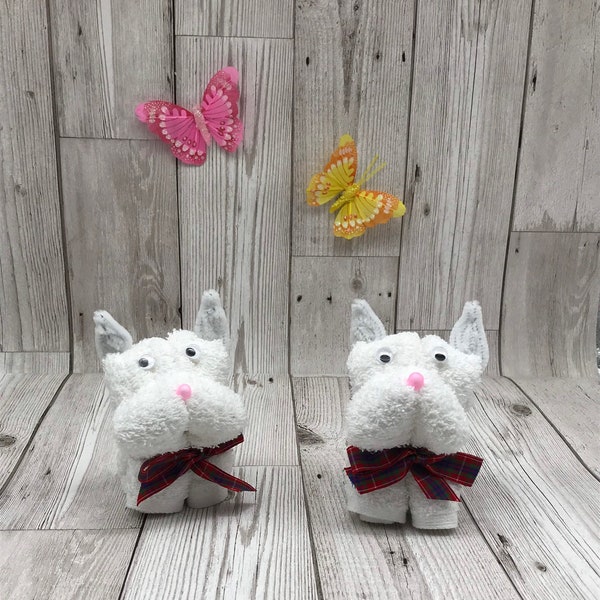 WESTIE FLANIMALS - Wilbur the Westie. Made from a cotton flannel - wash cloth animal.