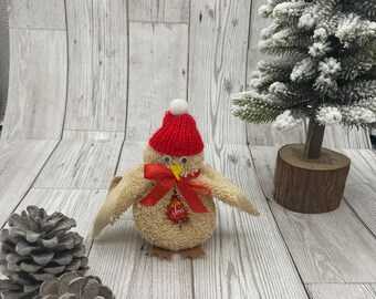 ROBIN FLANIMALS - Robbie the Robin! Made from a cotton flannel. Lindt chocolate