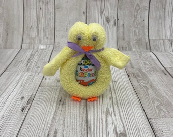 CHICK FLANIMALS - Chirpy the Chick! Made from cotton flannels. Chicken, Easter Egg Hunt Gift with Kinder Egg