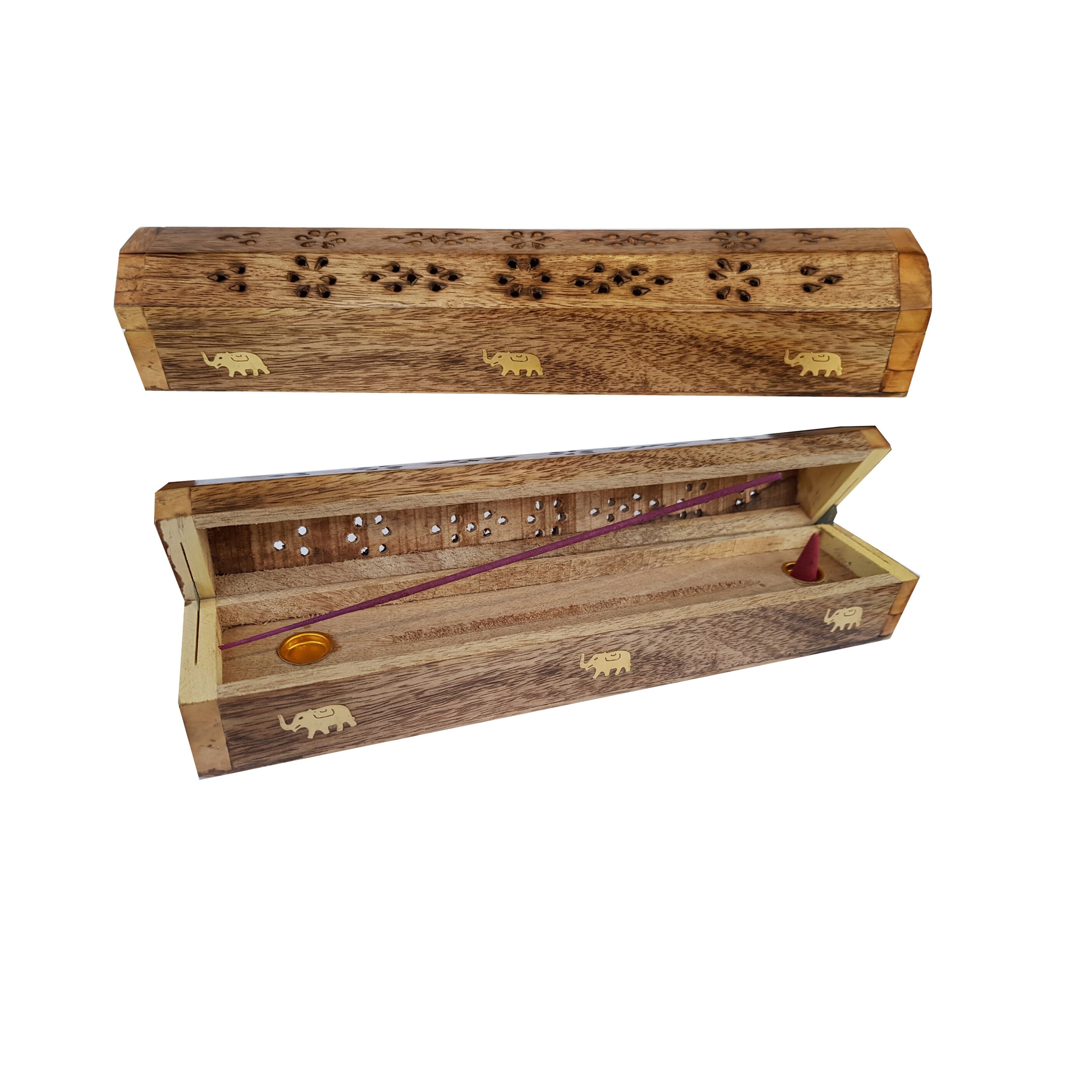 Wooden Elephant Incense Smoke Box Cone Stick Burner Ash Etsy