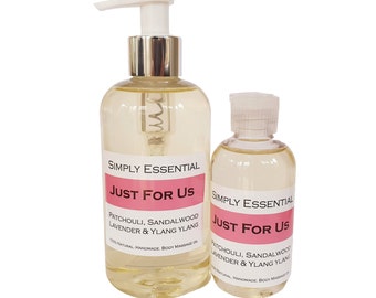 Just for Us Sensual Massage Oil Romantic Sensuous blend of Patchouli Sandalwood Lavender & Ylang ylang essential oils