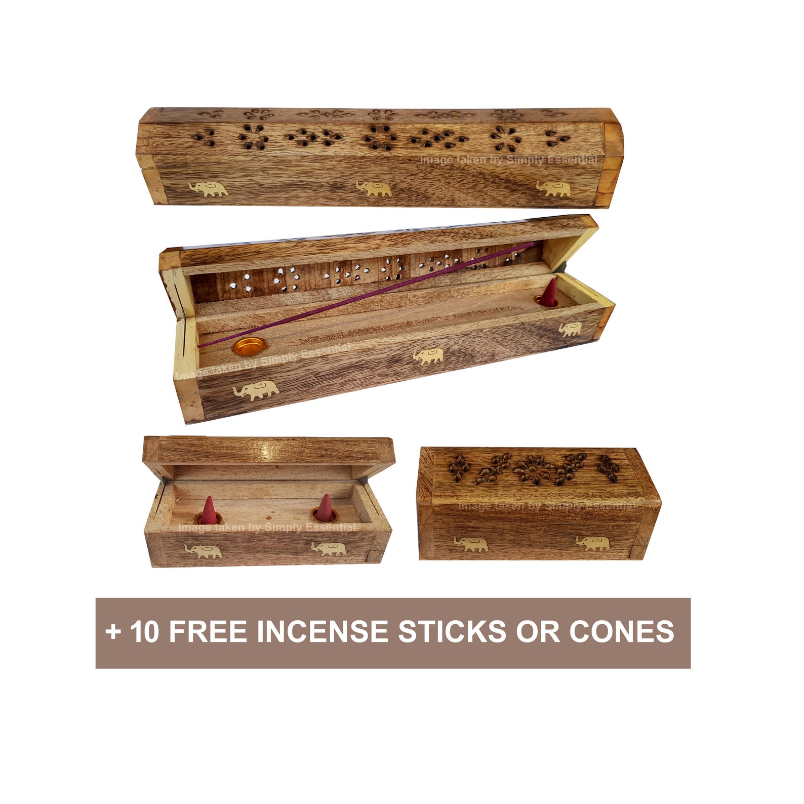 Wooden Elephant Incense Smoke Box Cone Stick Burner Ash Etsy